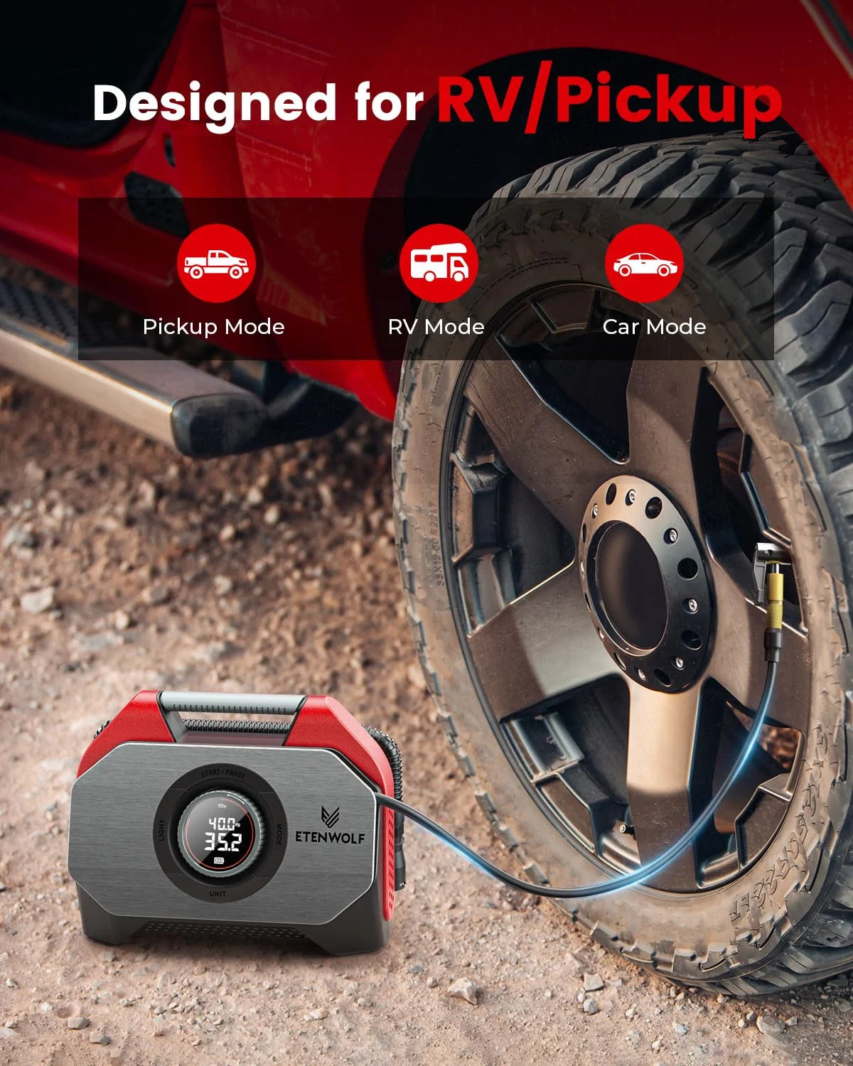ETENWOLF S6SE Portable Car Tire Inflator Air Compressor Pro
