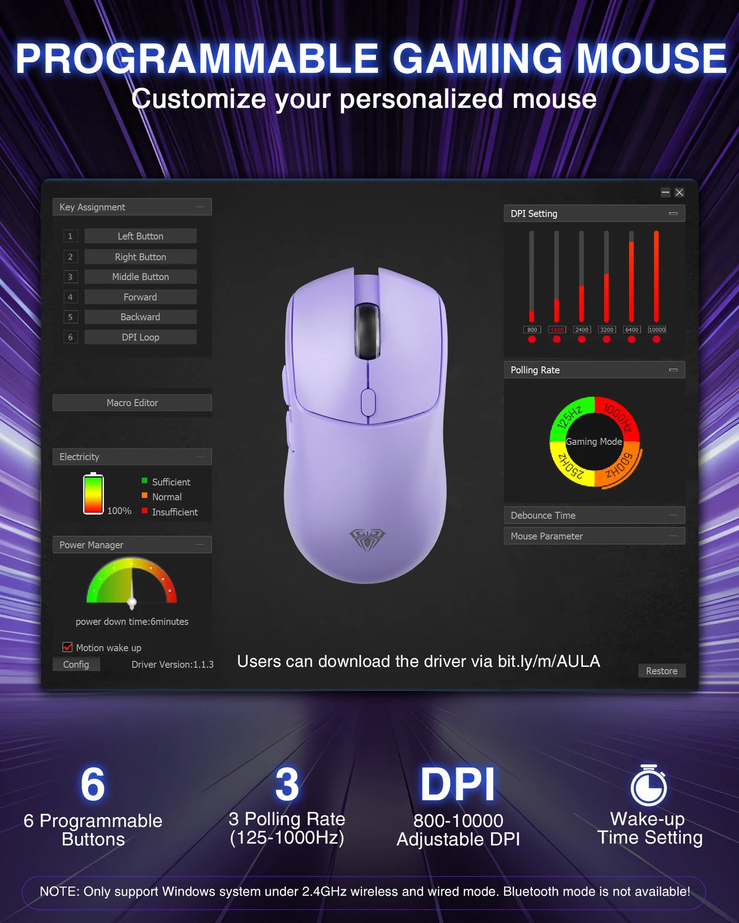 AULA SC580 Gaming Mouse Tri-Mode Wireless 10000 DPI