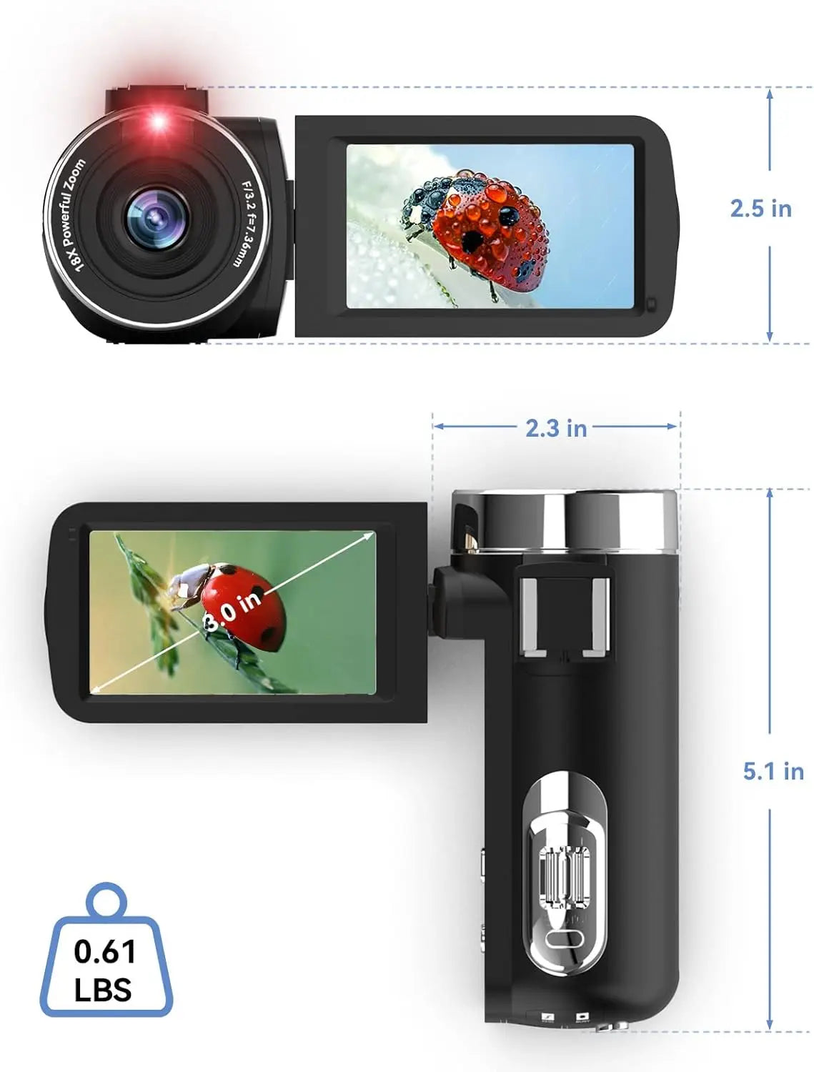 Oixie 4K Video Camcorder with 18X Digital Zoom and Touchscreen