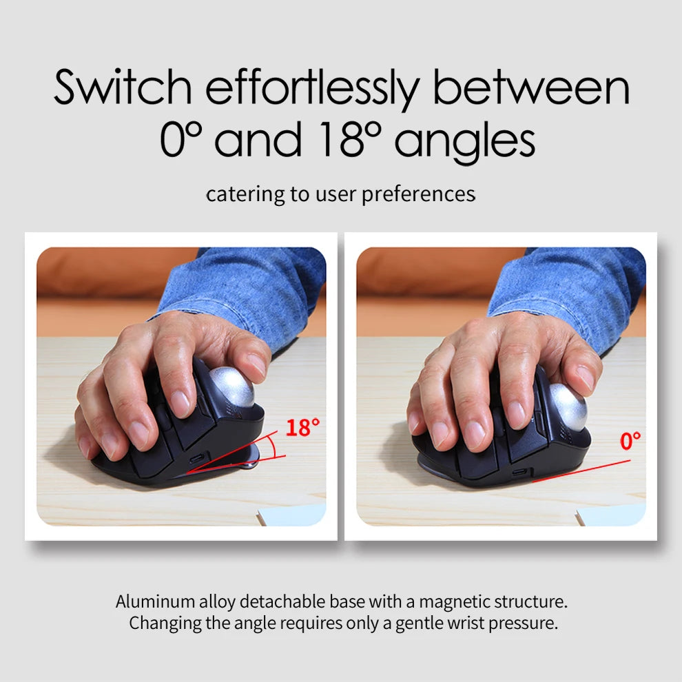 JOMAA Ergonomic Wireless Trackball USB Mouse 4800 DPI