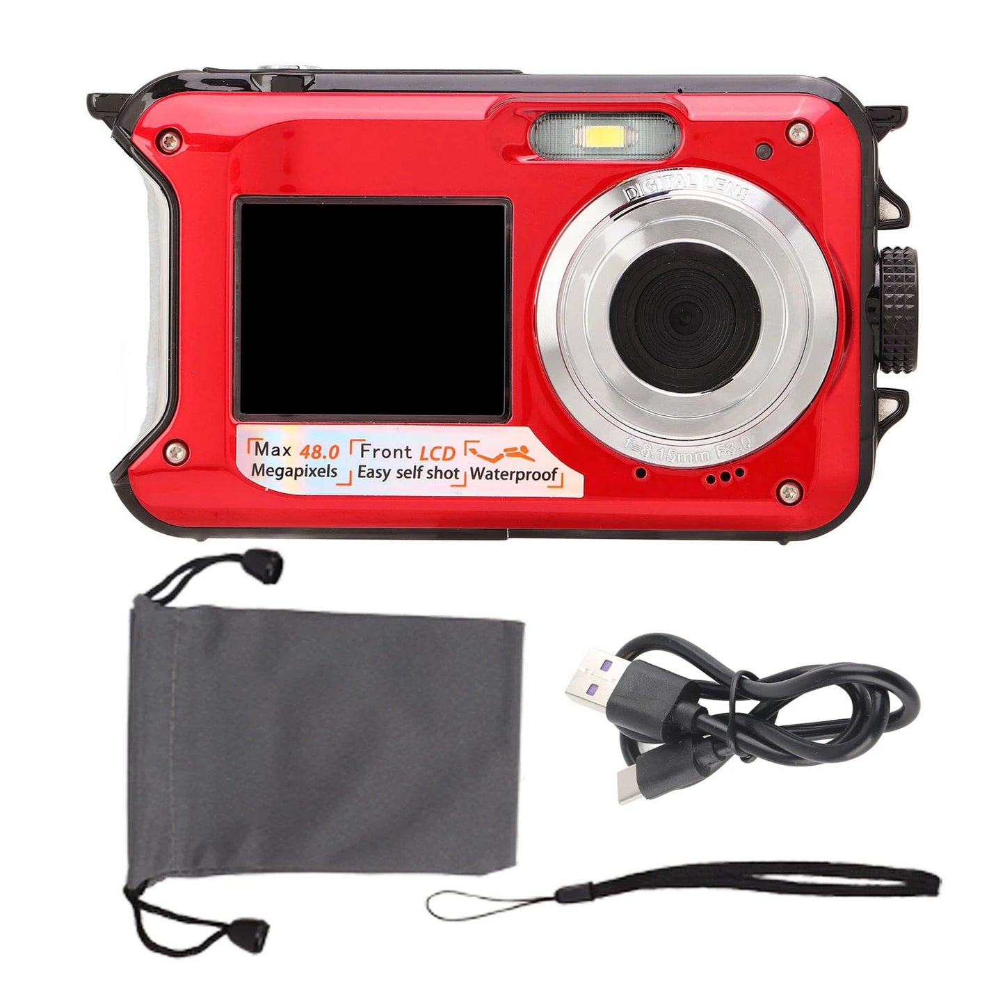 Andoer Dual Screen Waterproof Digital Camera Full HD 48MP