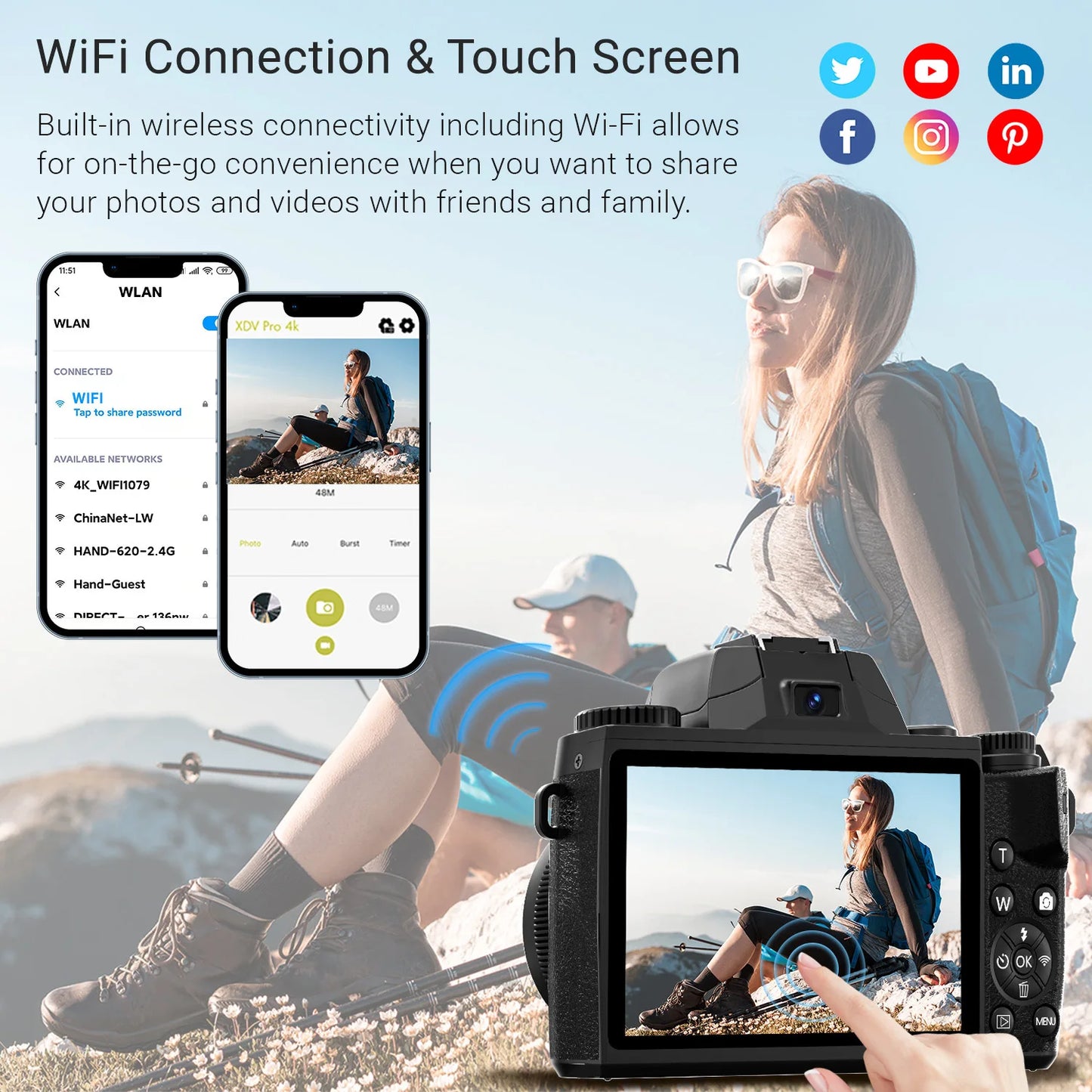 Gavonde 4K 64MP Digital Vlogging Camera with Touchscreen