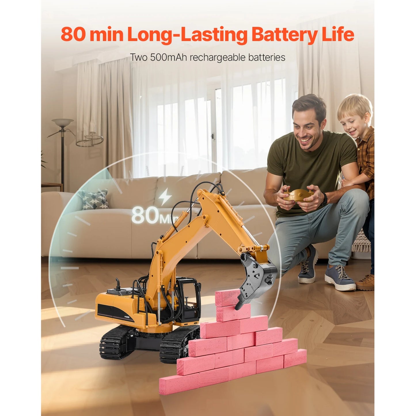 SucceBuy Remote Control Excavator Dump Truck Toy with Light Sound