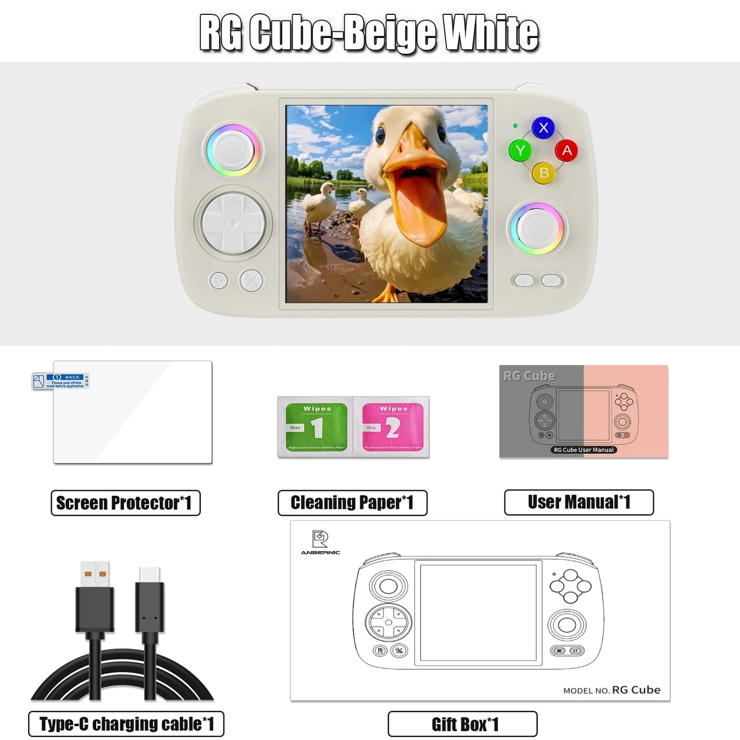 Anbernic RGCube Handheld Game Console Android RGB Lighting