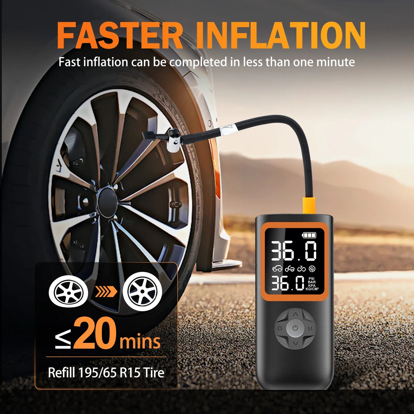 Hign Concerned 150 PSI Wireless Tire Inflator Portable Pump