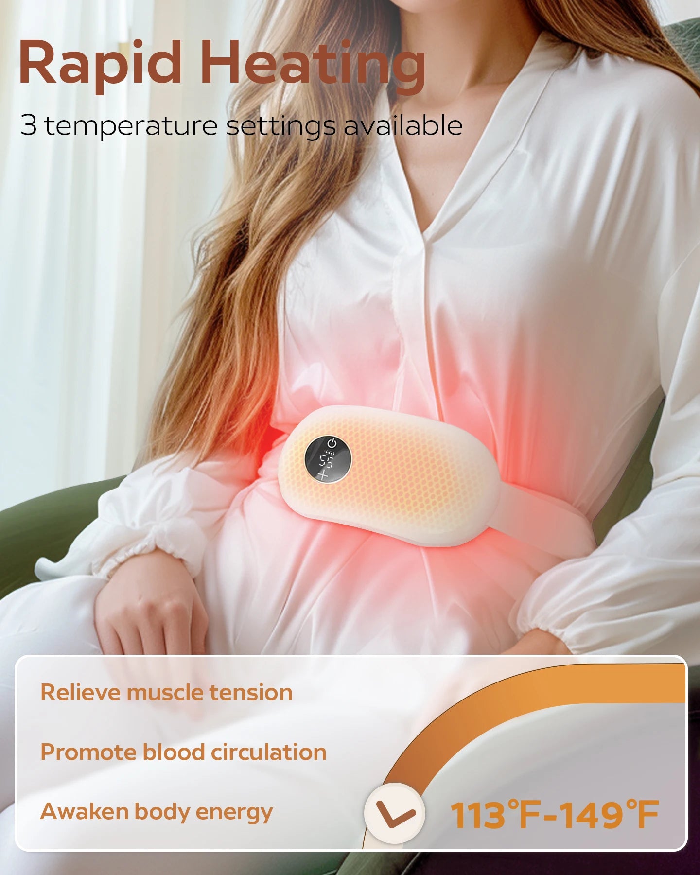IMESA Portable Heating Pad For Cramps With 3 Heat Settings