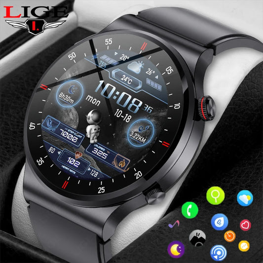 Lige ECG PPG Bluetooth Call Smart Watch AMOLED Full Touch