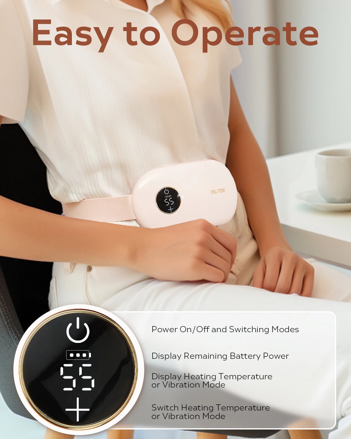 IMESA Portable Heating Pad For Cramps With 3 Heat Settings
