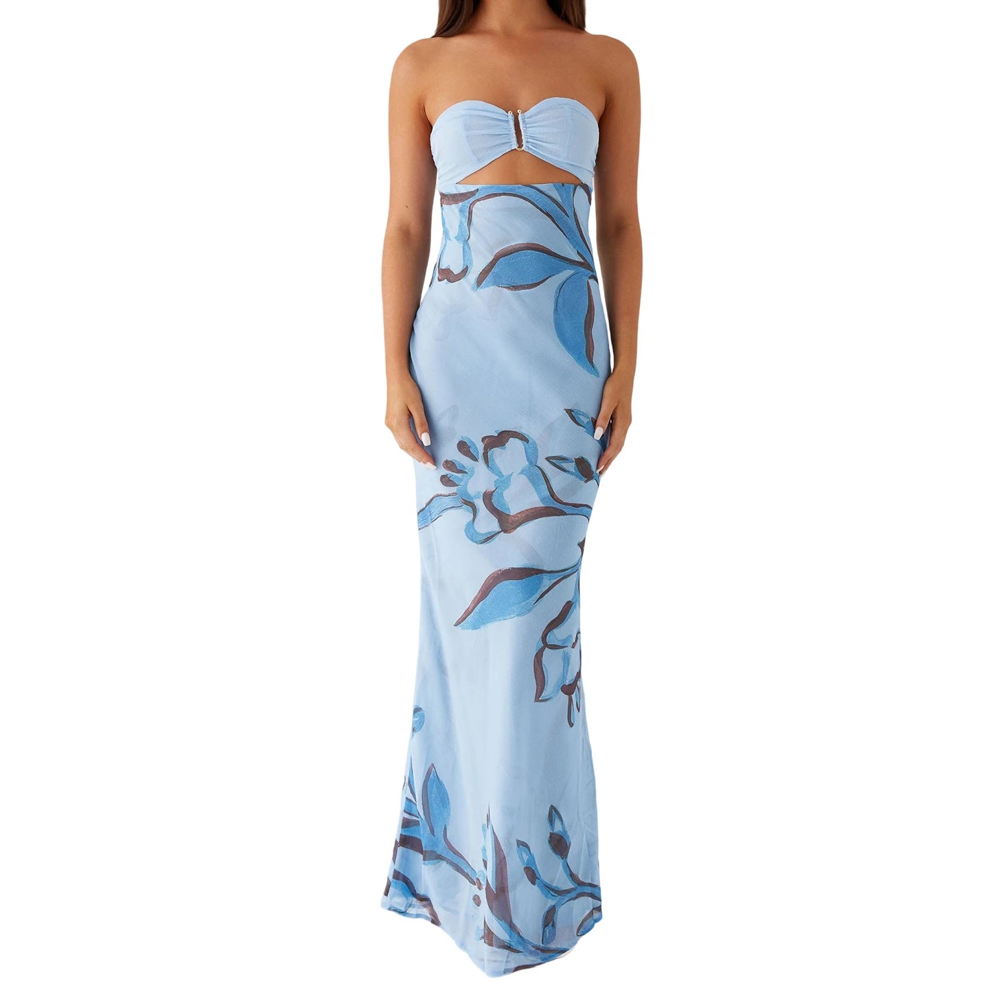 Hirigin Elegant Maxi Dress Off Shoulder Velvet Floral Dress