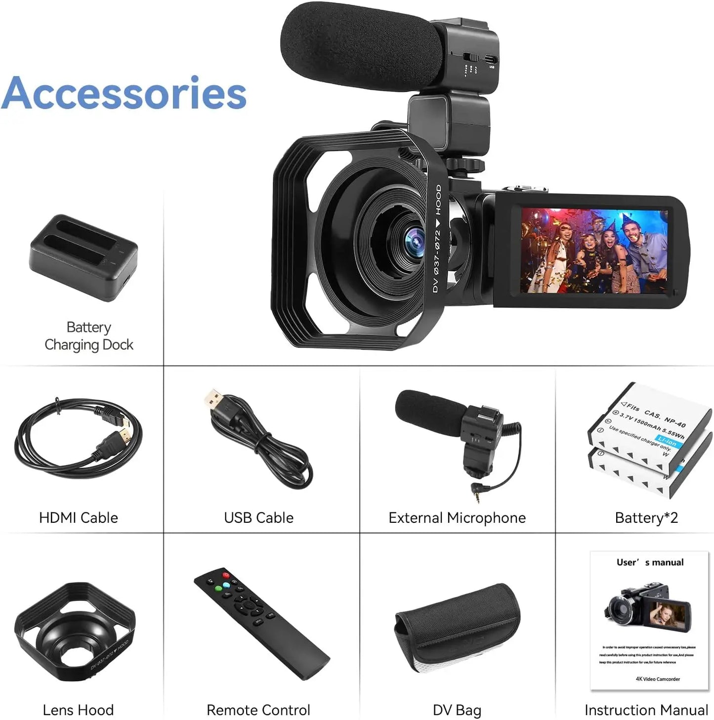 Oixie 4K Video Camcorder with 18X Digital Zoom and Touchscreen