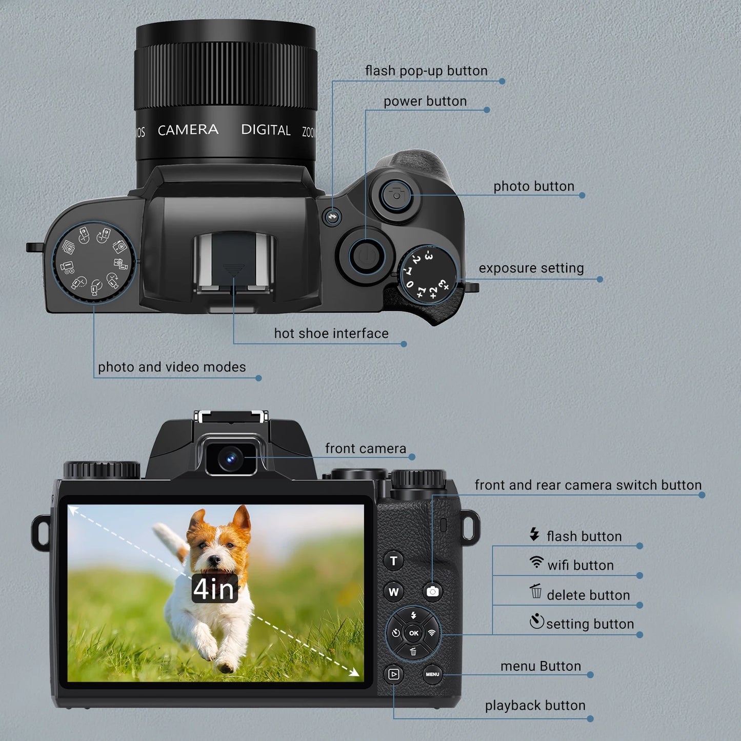 Gavonde 4K 64MP Digital Vlogging Camera with Touchscreen
