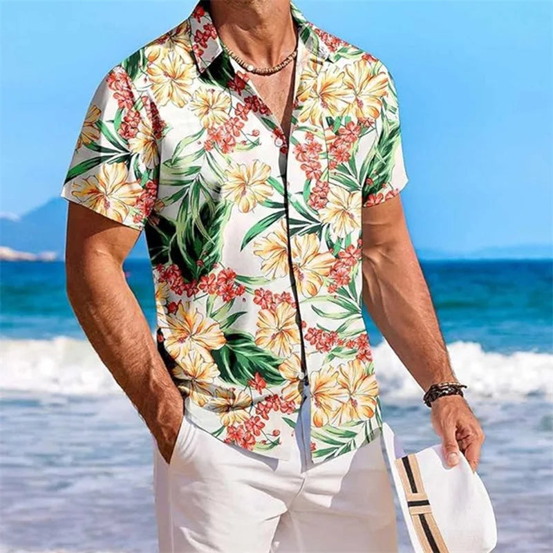 CN Guangdong Floral Print Short Sleeve Shirt For Men