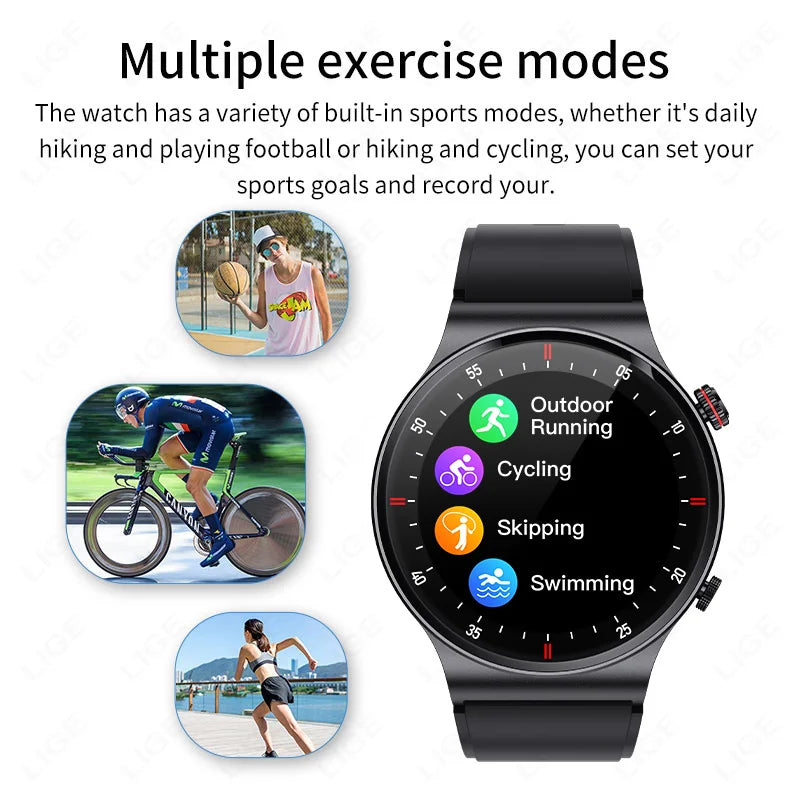 Lige ECG PPG Bluetooth Call Smart Watch AMOLED Full Touch
