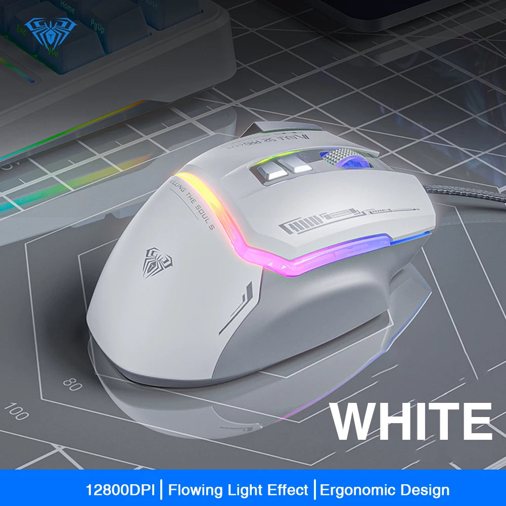 AULAD S12Pro Gaming Mouse 12800DPI 1000Hz Wired Ergonomic