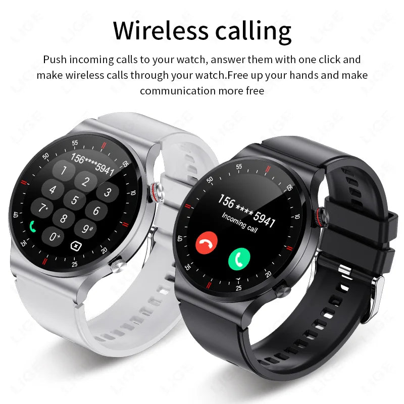 Lige ECG PPG Bluetooth Call Smart Watch AMOLED Full Touch
