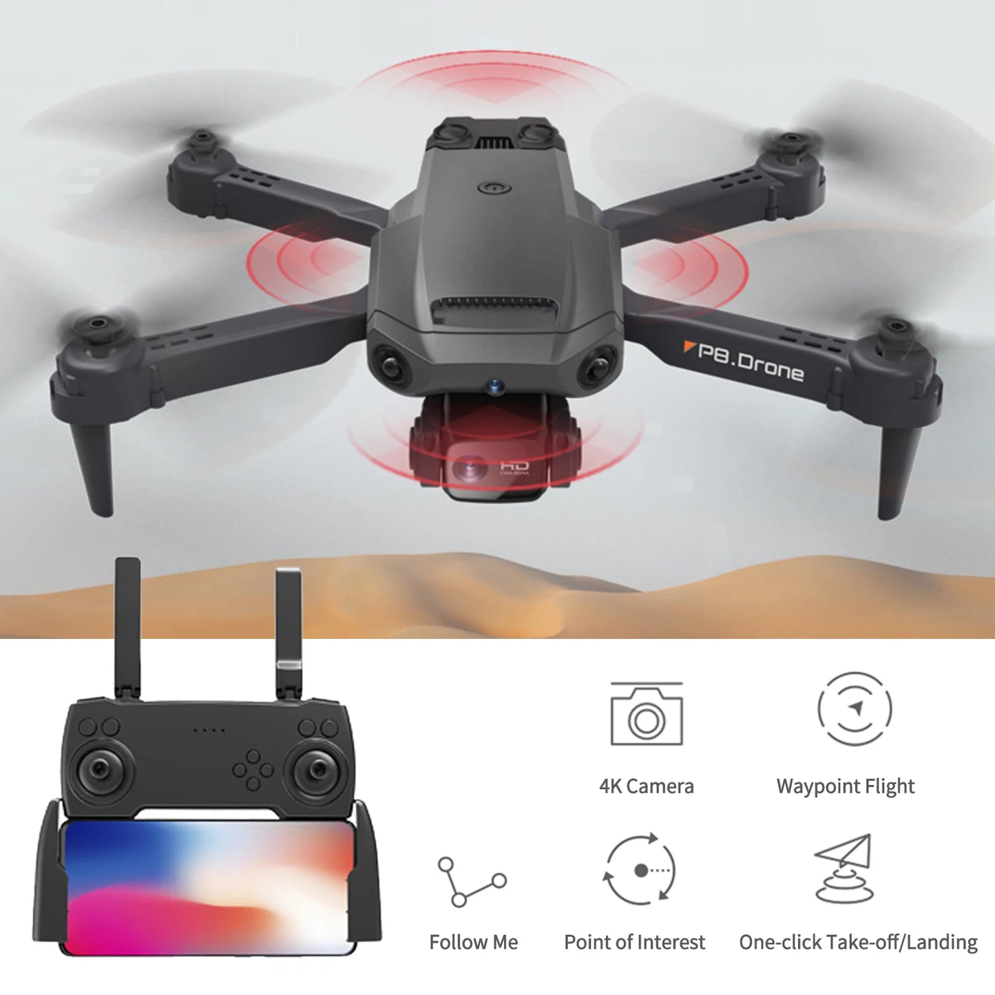 FLY SKY 4K RC Drone With Camera And Gesture Control
