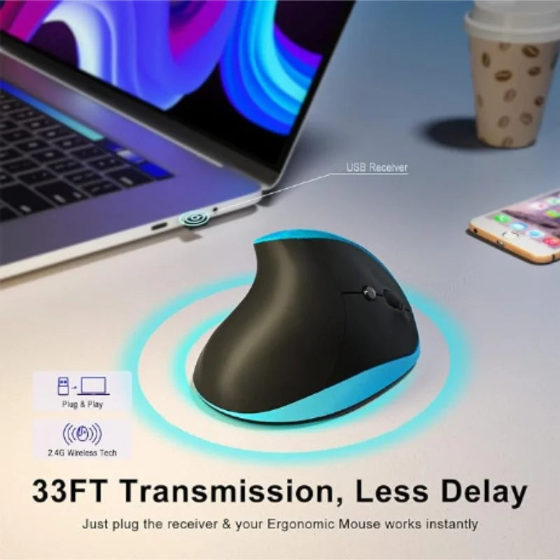 ASOYIOL Ergonomic Wireless Vertical Mouse 6 Buttons Laptop