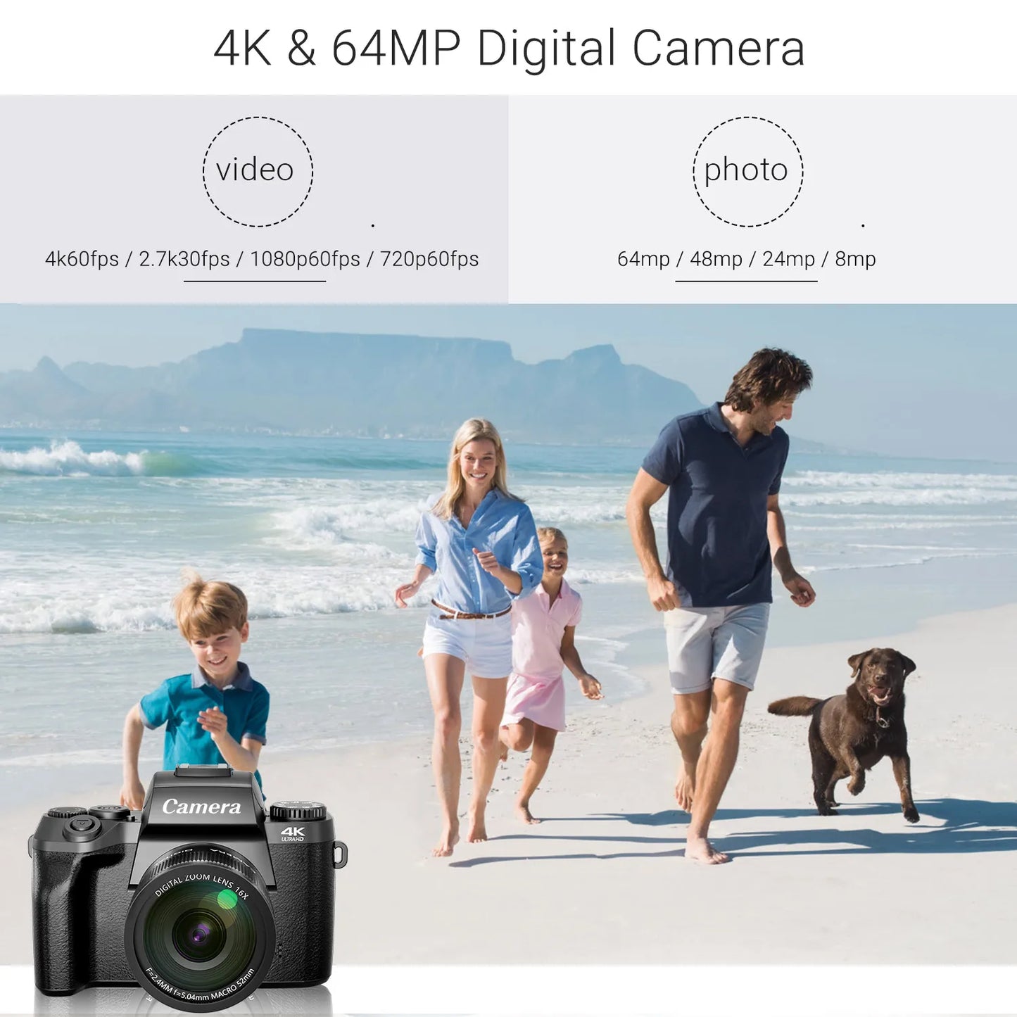 Gavonde 4K 64MP Digital Vlogging Camera with Touchscreen