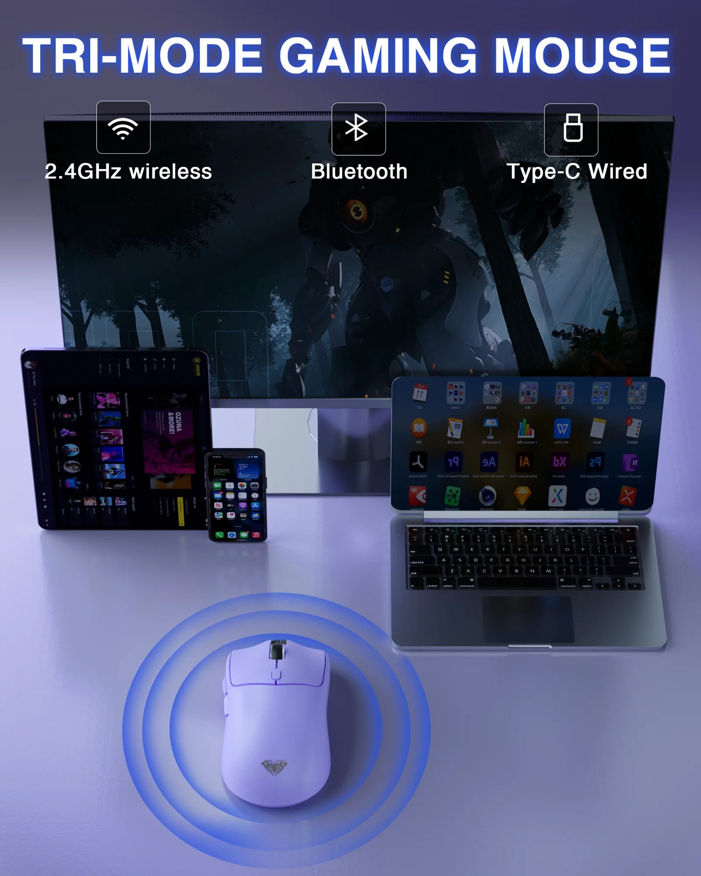 AULA SC580 Gaming Mouse Tri-Mode Wireless 10000 DPI