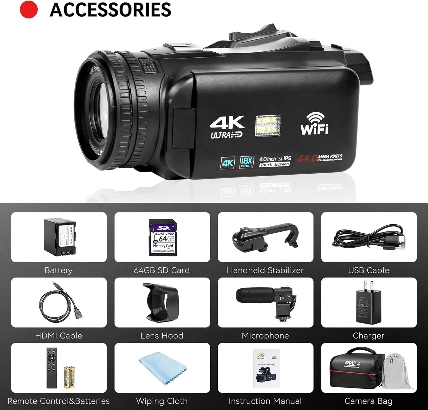High Definition 4K Ultra HD Video Camera Camcorder Recorder