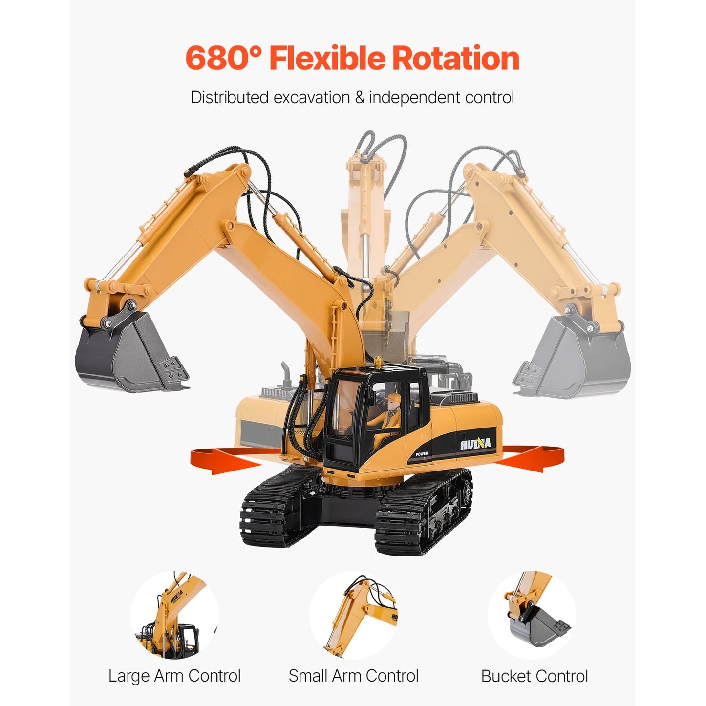 SucceBuy Remote Control Excavator Dump Truck Toy with Light Sound