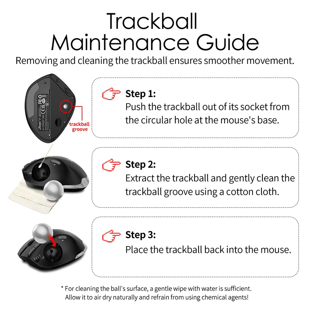 JOMAA Ergonomic Wireless Trackball USB Mouse 4800 DPI