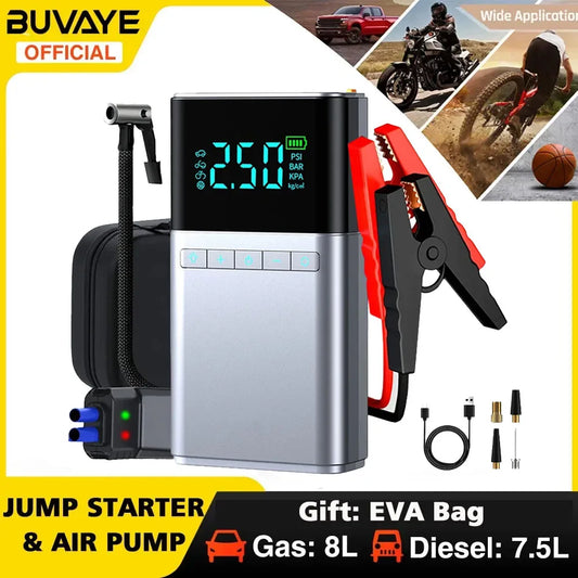 BUVAYE Car Jump Starter Air Pump 4 In 1 Tyre Inflator