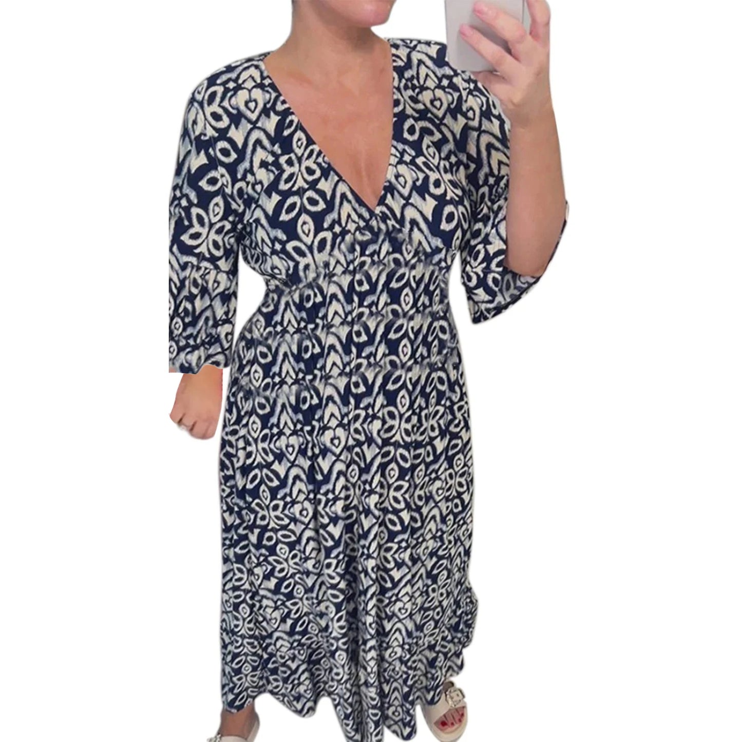 Hirigin Womens Summer Bohemian Midi Dress Floral Print