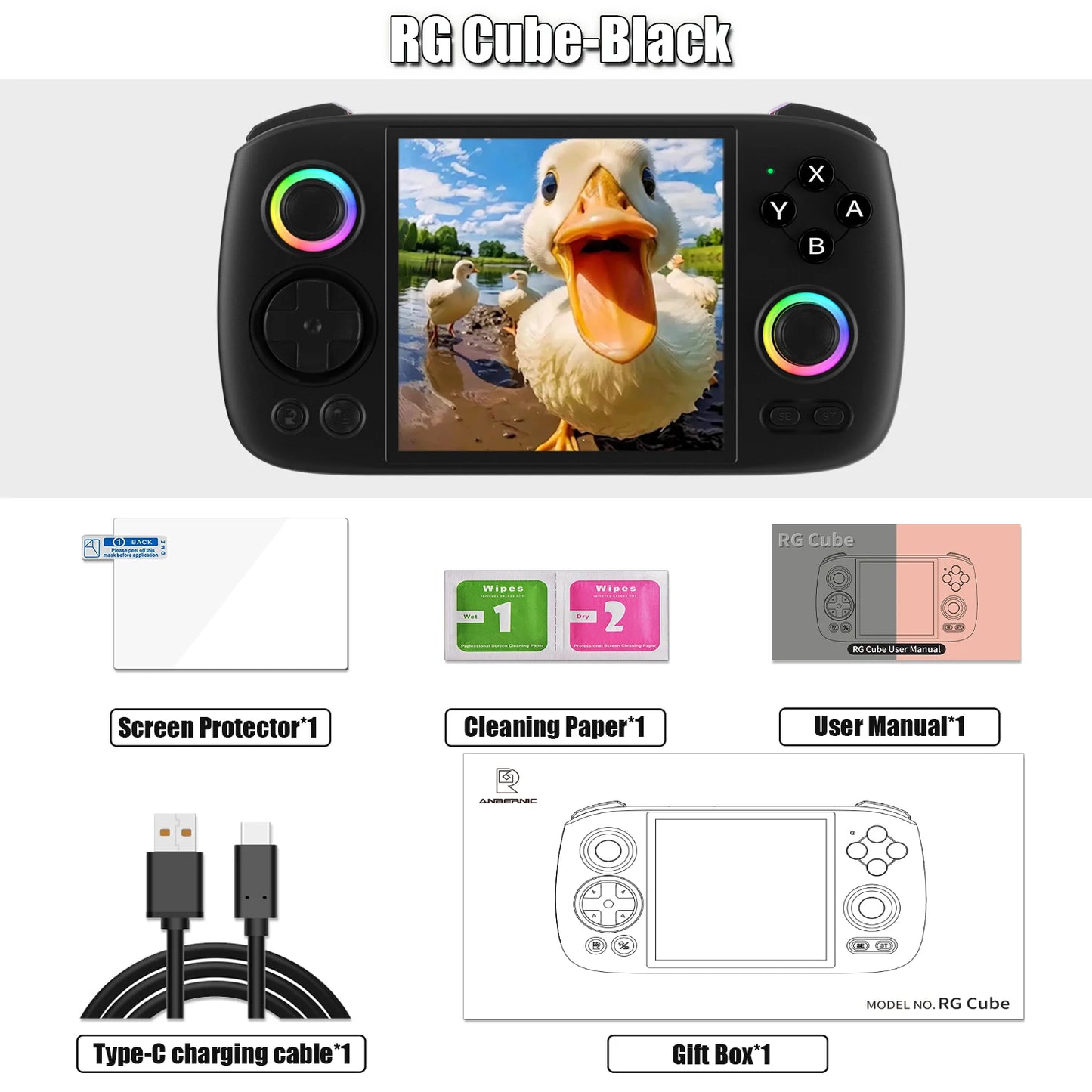 Anbernic RGCube Handheld Game Console Android RGB Lighting