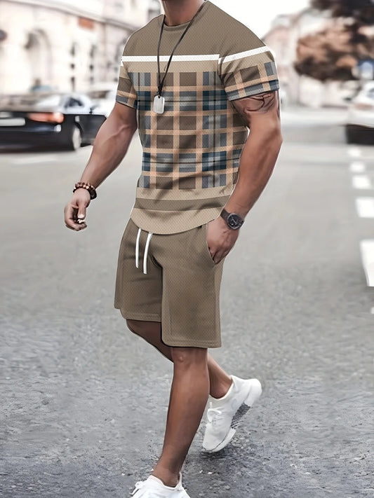 Jiangxi CN Mens Casual Two Piece Short Sleeve Print Set