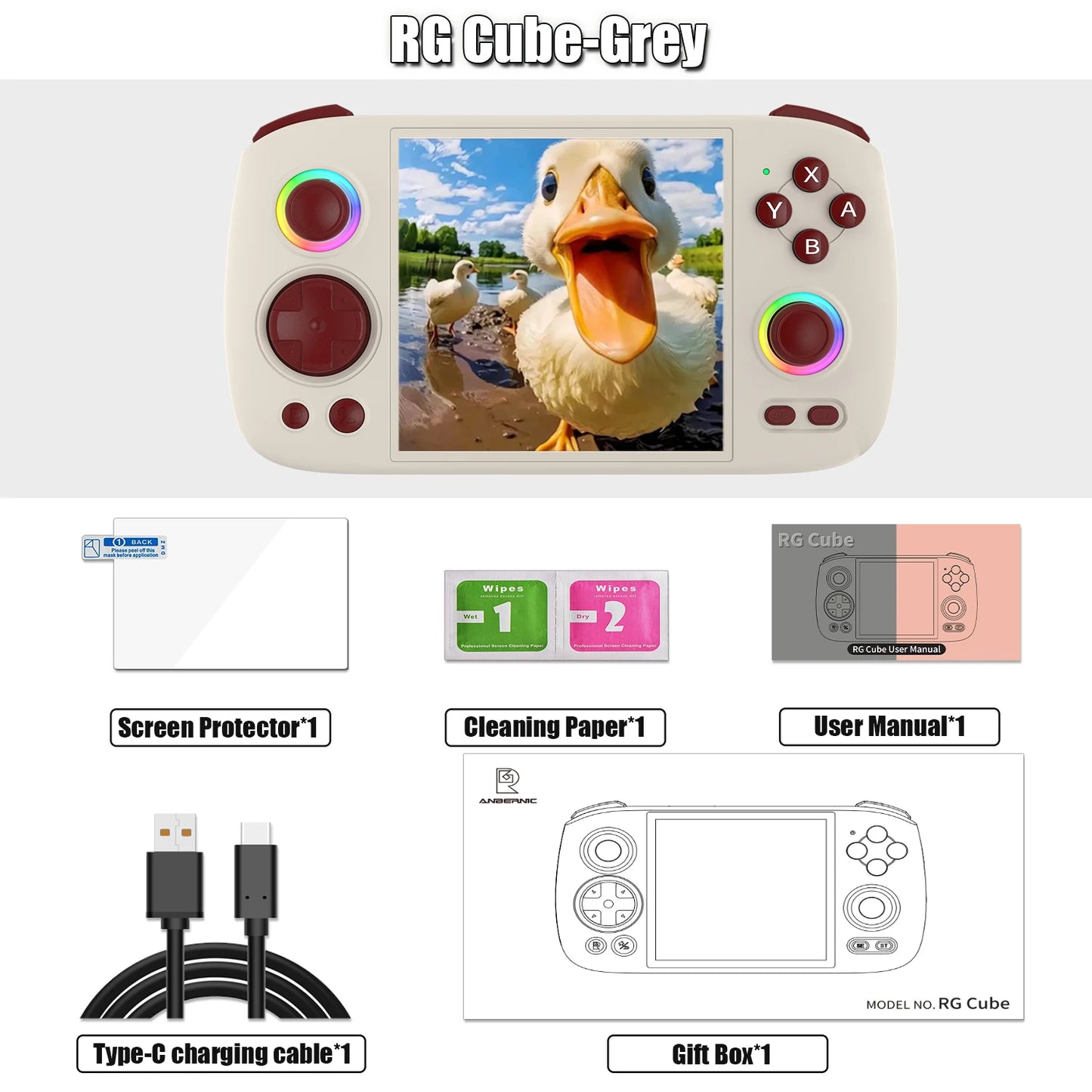 Anbernic RGCube Handheld Game Console Android RGB Lighting