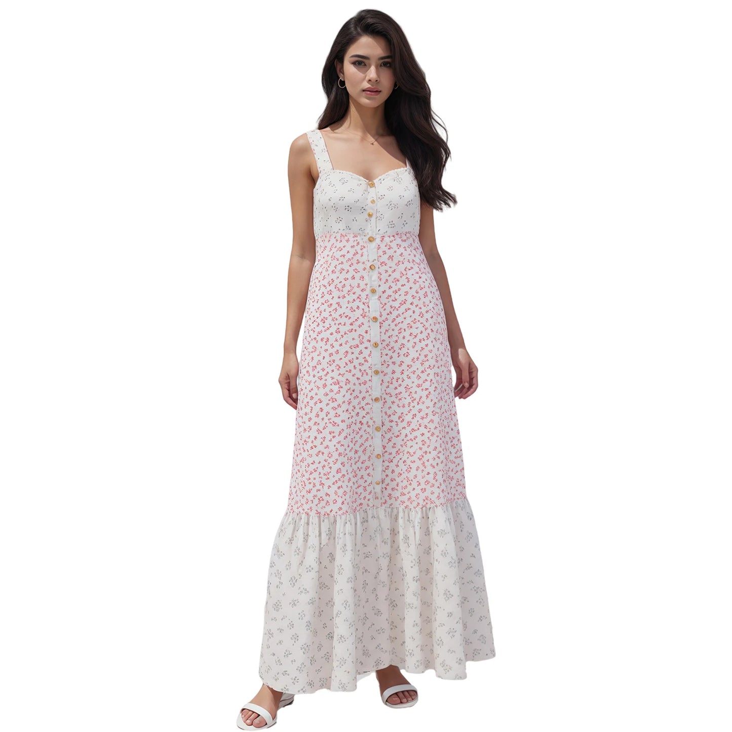 CN Velvet Women Maxi Dress Floral V Neck Sleeveless