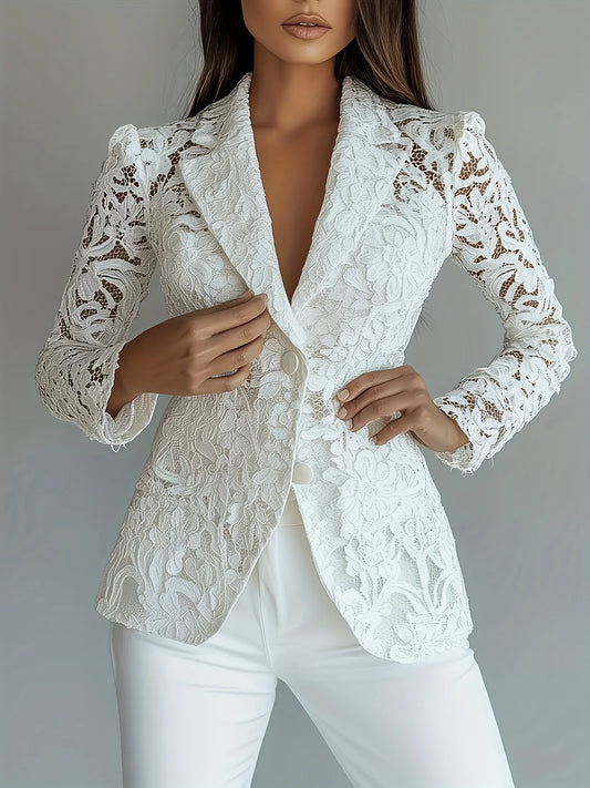 Guangdong Lace Trim Blazer Women Single Breasted Jacket