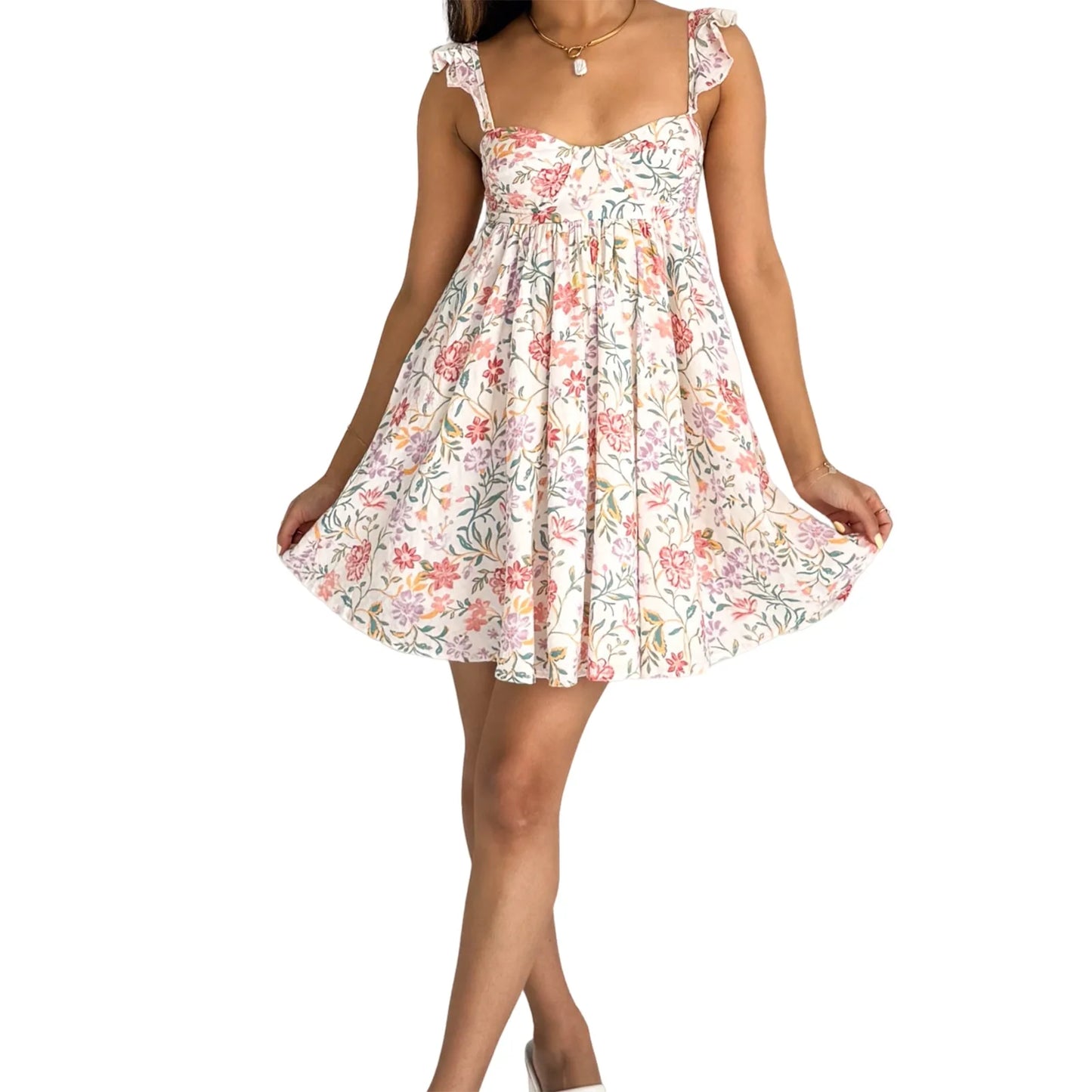 CN Women V Neck Maxi Dress Boho Floral Print Casual