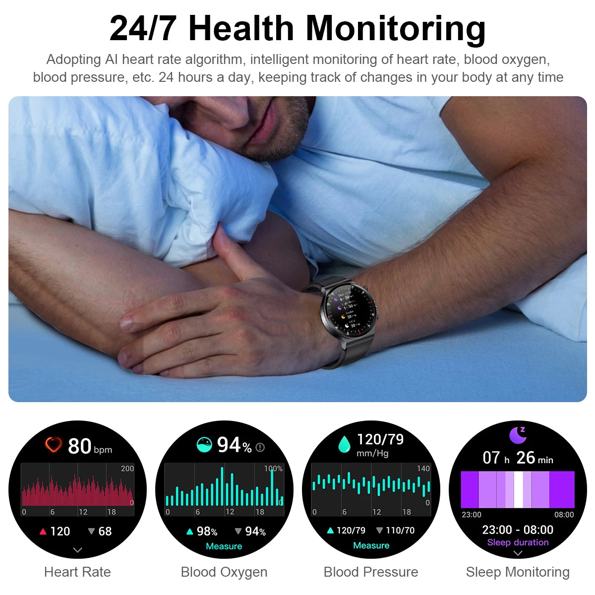 Lige ECG PPG Bluetooth Call Smart Watch AMOLED Full Touch