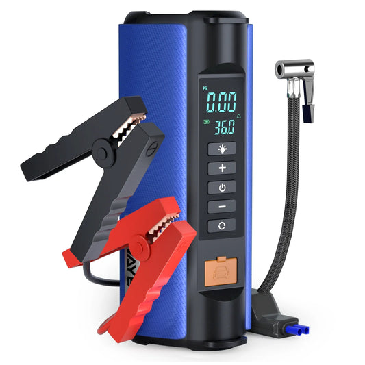 BUVAYE Jump Starter Air Compressor With Power Bank LED