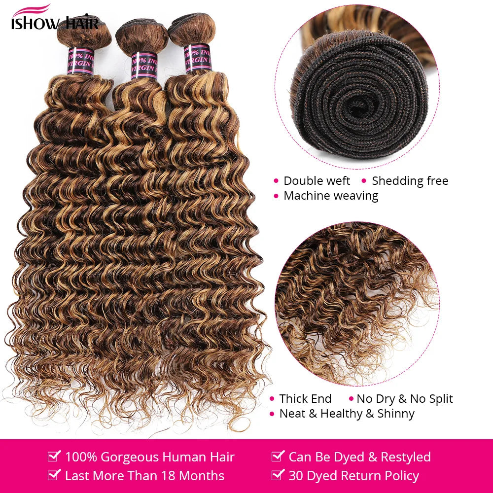 Ishow Hair Wave Bundles Remy Virgin Human Hair Extensions