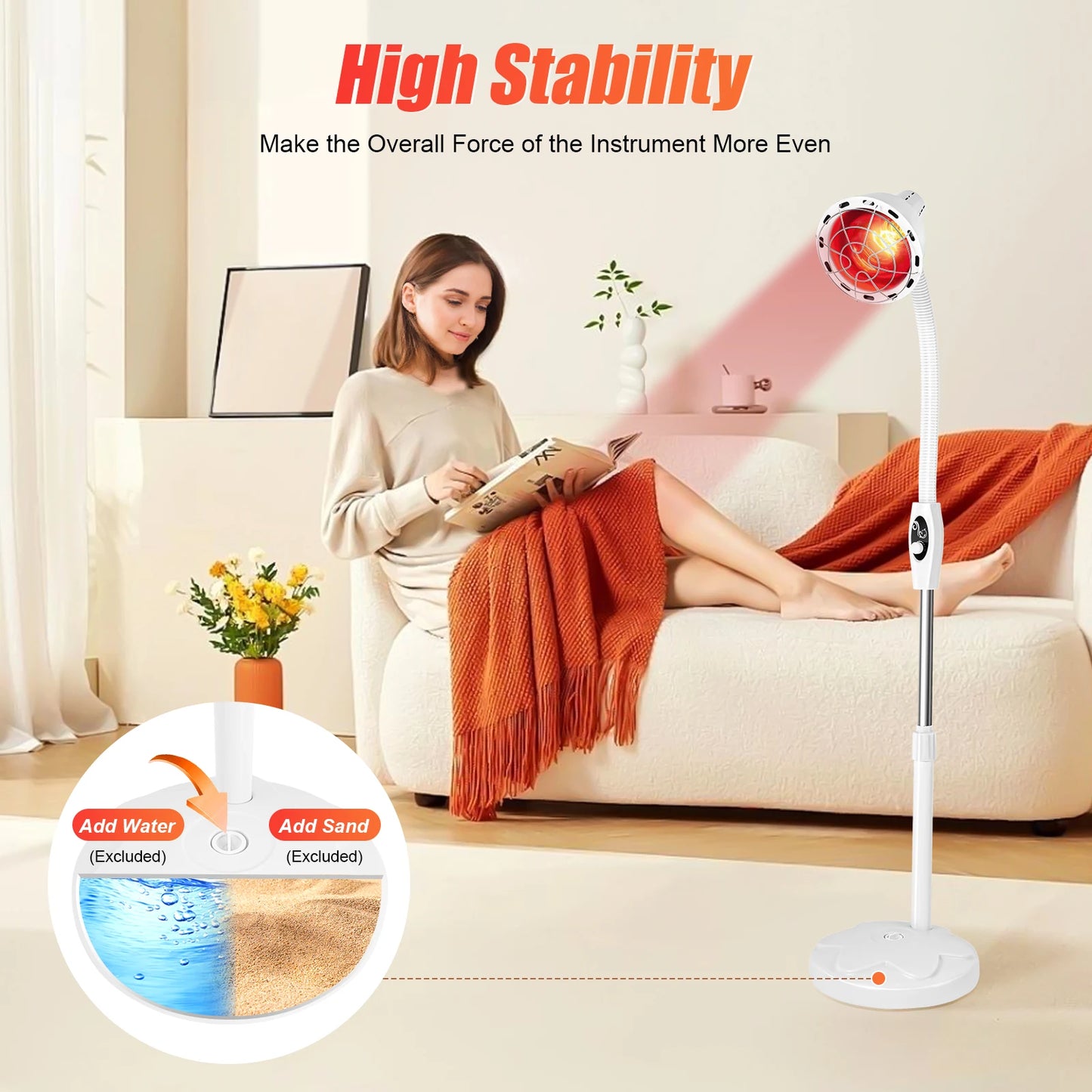NOHign 275W Adjustable Infrared Heat Lamp For Pain Relief