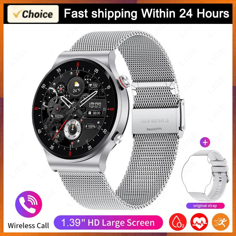 Lige ECG PPG Bluetooth Call Smart Watch AMOLED Full Touch