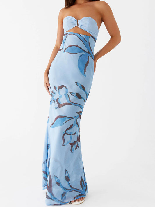 Hirigin Elegant Maxi Dress Off Shoulder Velvet Floral Dress