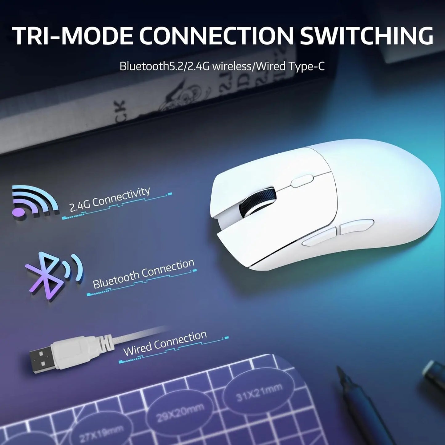 Attack Shark R1 Wireless Gaming Mouse Tri Mode Lightweight