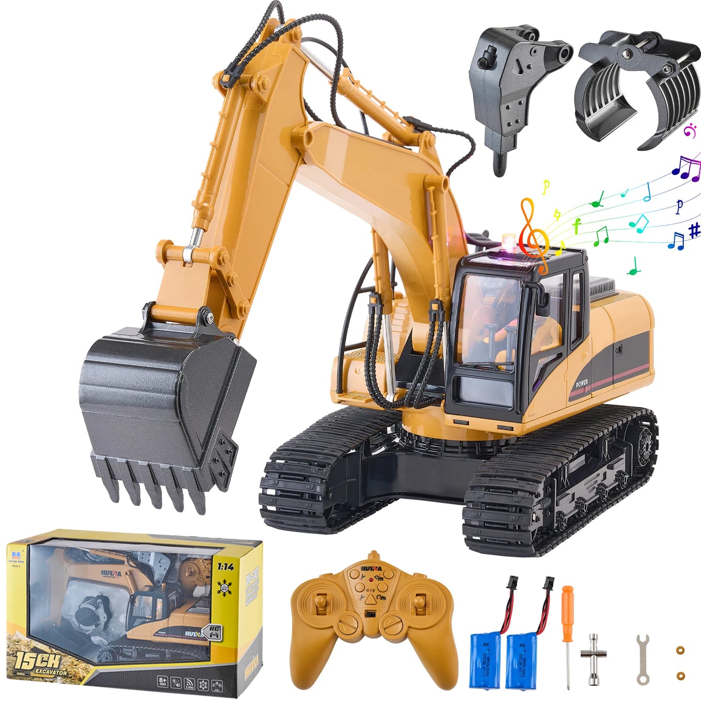 SucceBuy Remote Control Excavator Dump Truck Toy with Light Sound