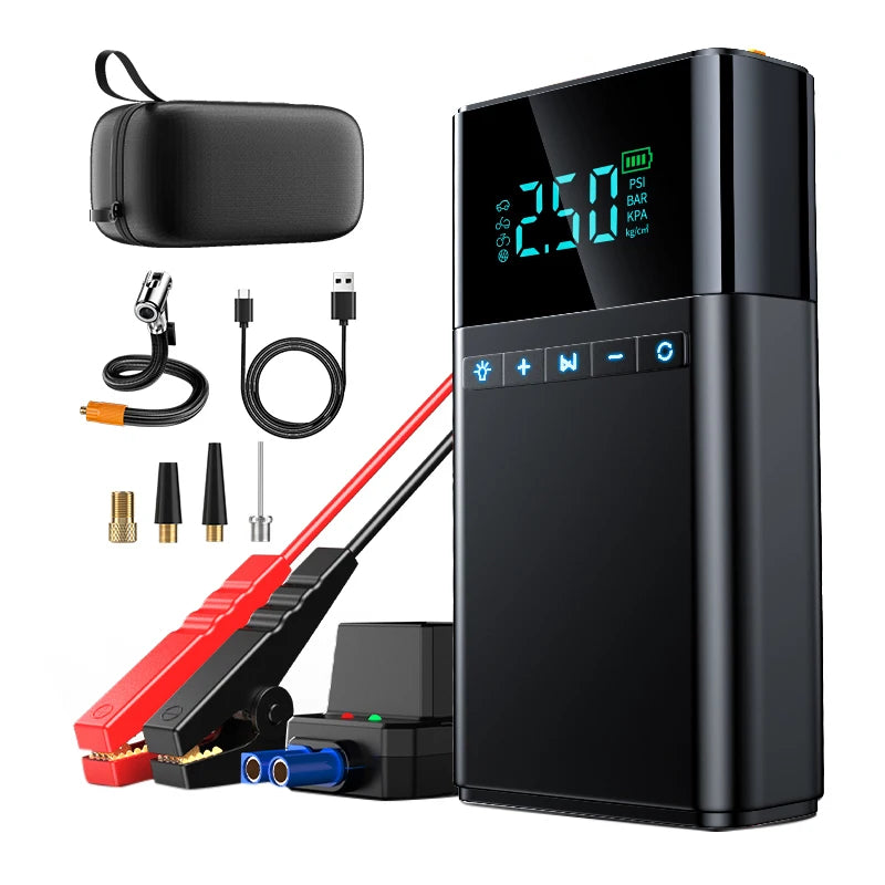 BUVAYE Car Jump Starter Air Pump 4 In 1 Tyre Inflator