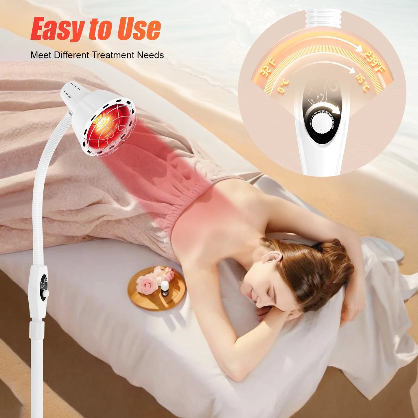 NOHign 275W Adjustable Infrared Heat Lamp For Pain Relief