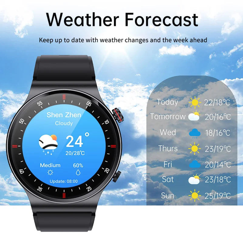 Lige ECG PPG Bluetooth Call Smart Watch AMOLED Full Touch