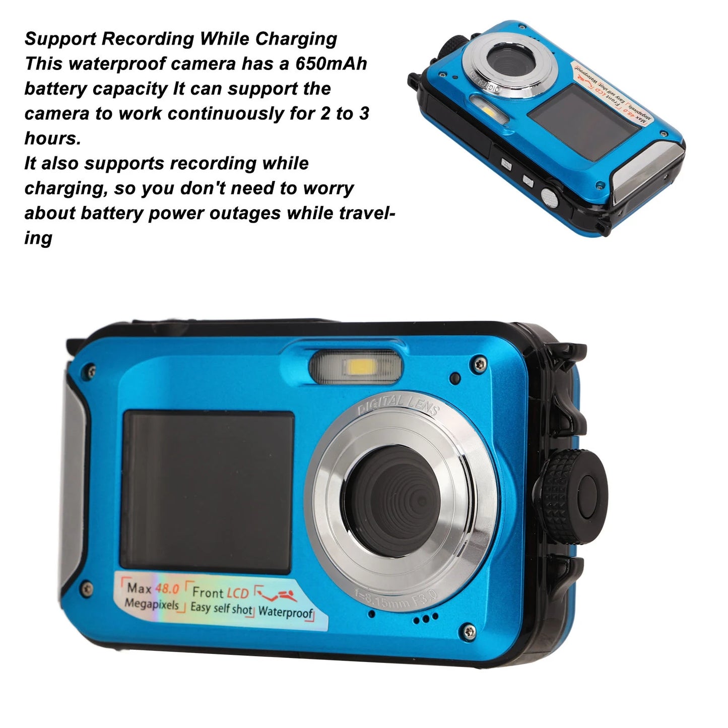 Andoer Dual Screen Waterproof Digital Camera Full HD 48MP
