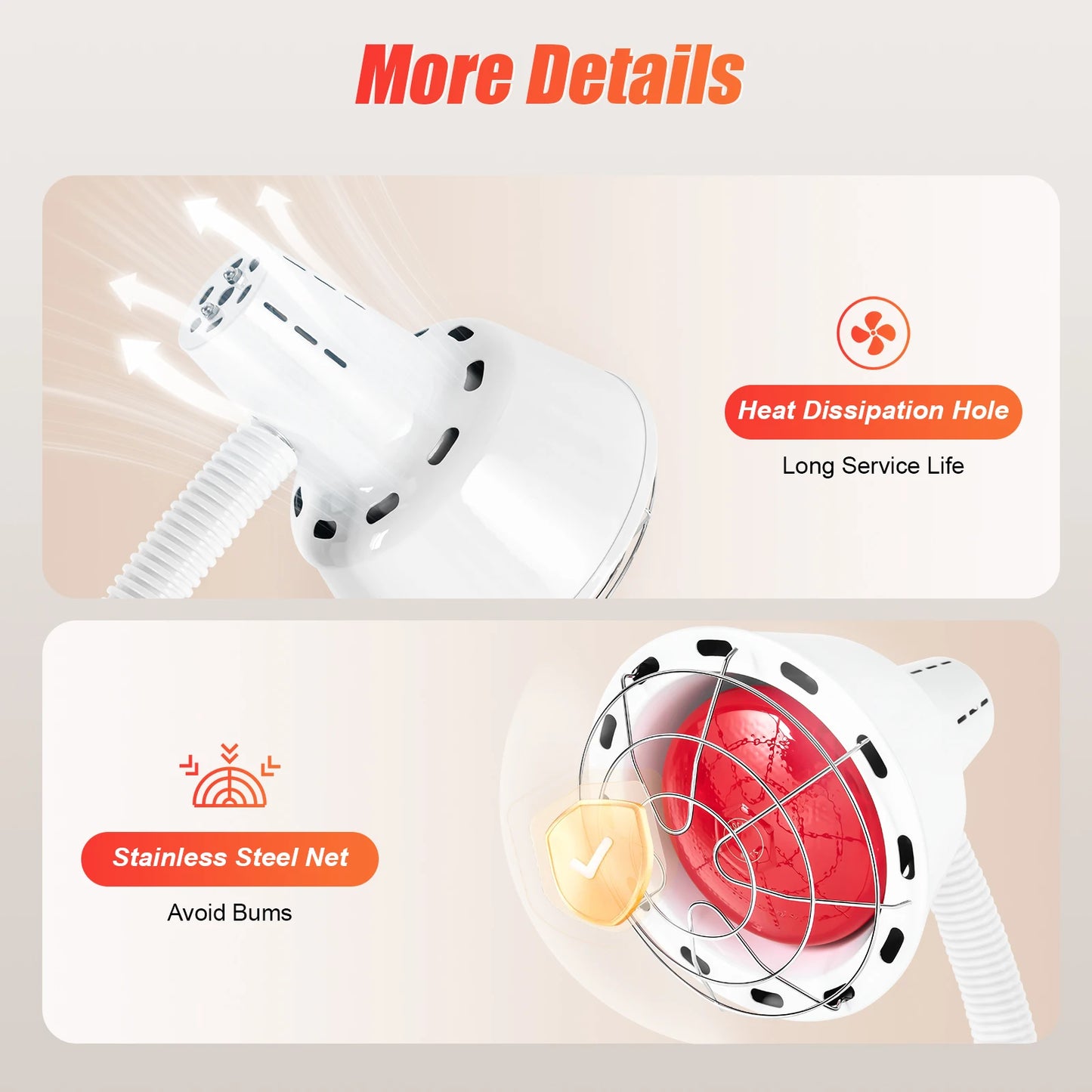 NOHign 275W Adjustable Infrared Heat Lamp For Pain Relief